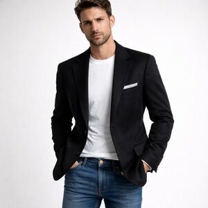 Grant Thomas 100% Cashmere 2 Button Sport Coat Mens 40 R Black Classic Luxury